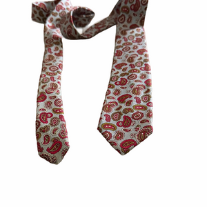 Resilio Vintage Silk Paisley Tie Light Blue Red Pattern 2.25” Narrow